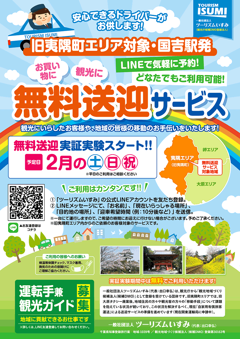 旧夷隅町エリア対象・国吉駅発の無料送迎サービス実証実験を開始しました