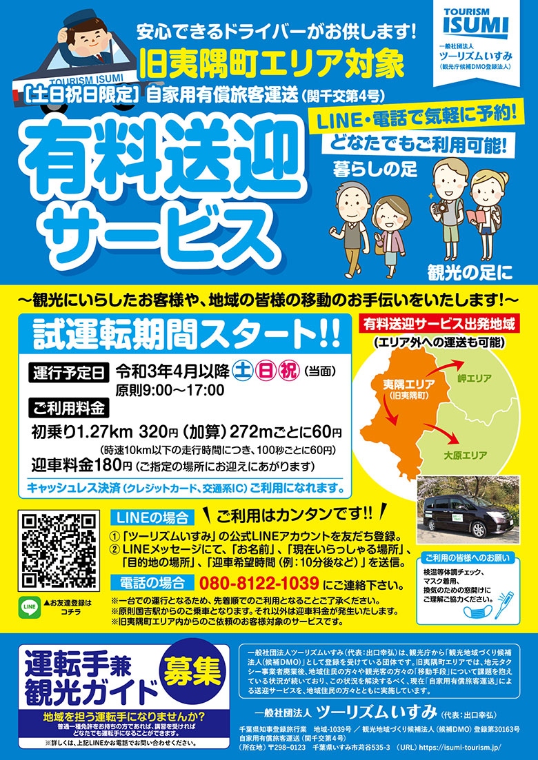 旧夷隅町エリアでの自家用有償旅客運送を開始します